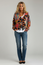 Cardigan in Maglia Colorata da Donna con Fantasia Boho