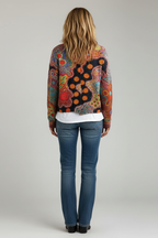 Cardigan in Maglia Colorata da Donna con Fantasia Boho