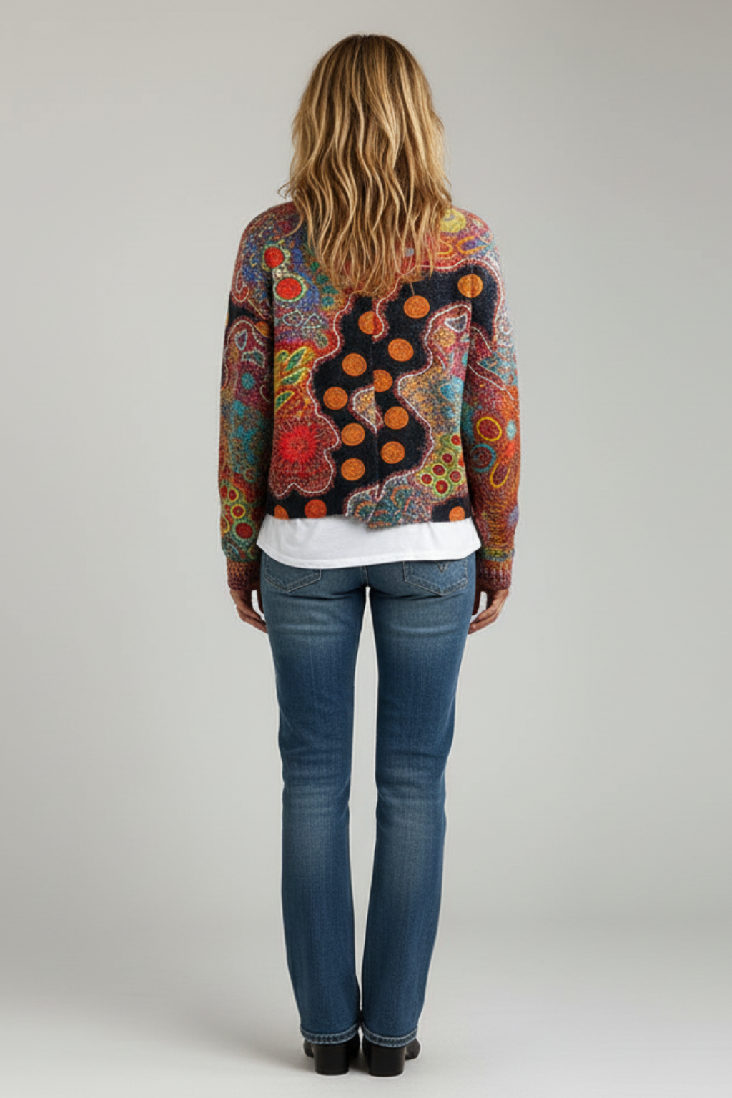 Cardigan in Maglia Colorata da Donna con Fantasia Boho
