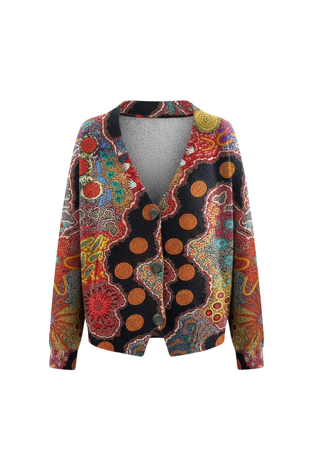 Cardigan in Maglia Colorata da Donna con Fantasia Boho