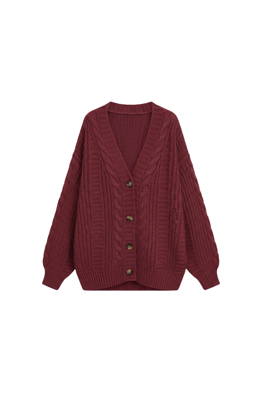 Cardigan oversize da donna in maglia a trecce