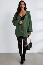Cardigan oversize da donna in maglia a trecce