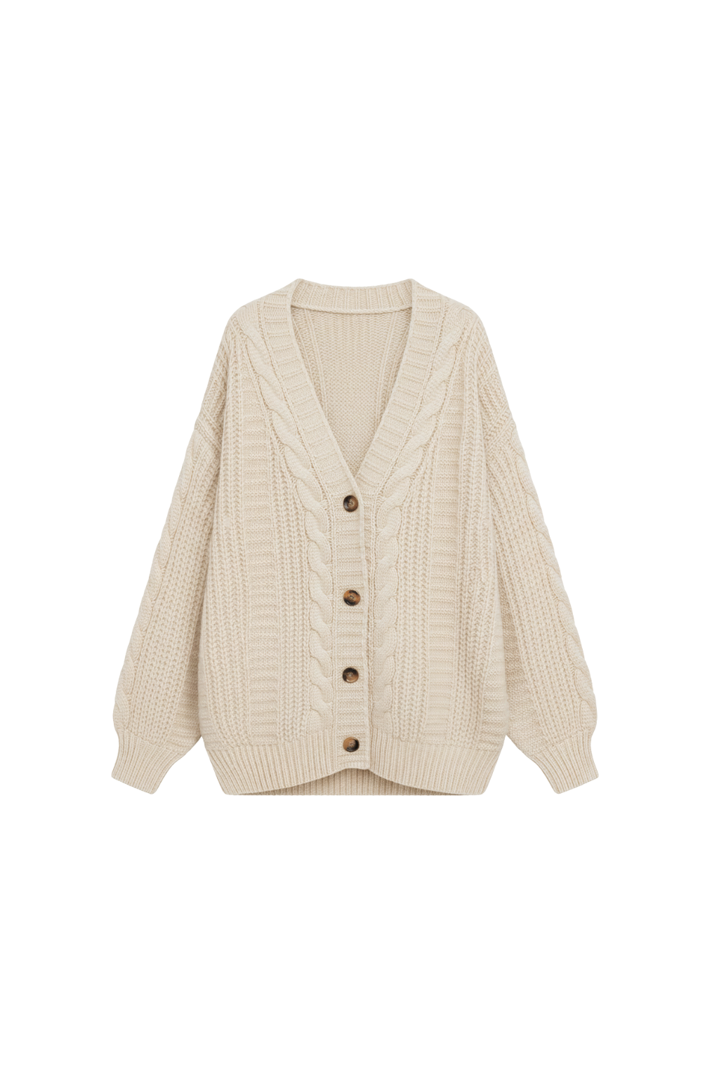 Cardigan oversize da donna in maglia a trecce