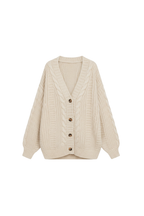 Cardigan oversize da donna in maglia a trecce