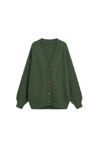 Cardigan oversize da donna in maglia a trecce
