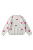 Maglione Oversize da Donna a Girocollo con Stampa a Cuore