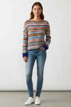 Maglione da donna in maglia Fair Isle - Caldo pullover invernale a girocollo