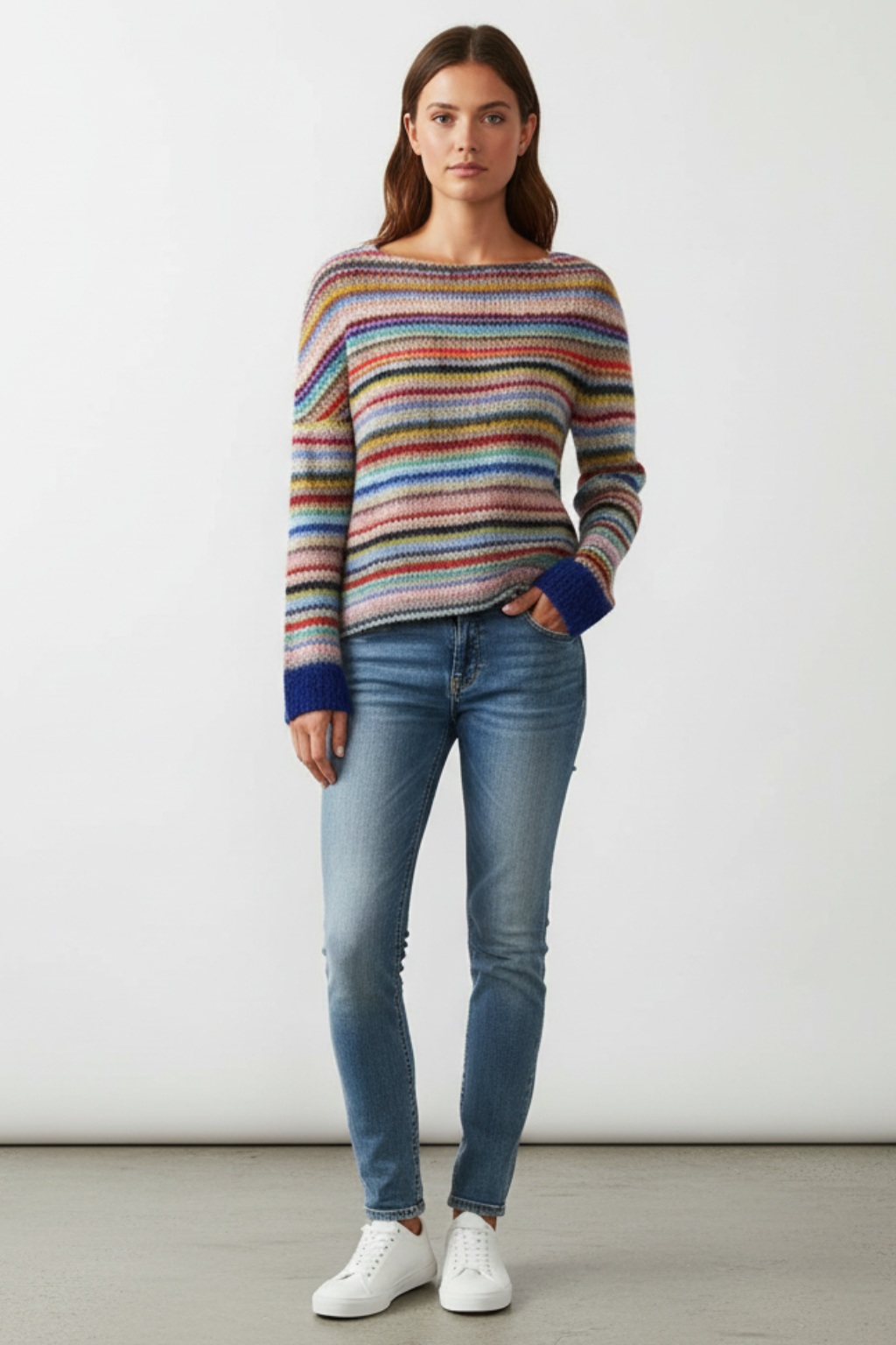 Maglione da donna in maglia Fair Isle - Caldo pullover invernale a girocollo